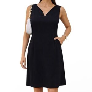 Annex by Casual Corner Black Sleeveless Midi Dress Size 14 V-Neck
